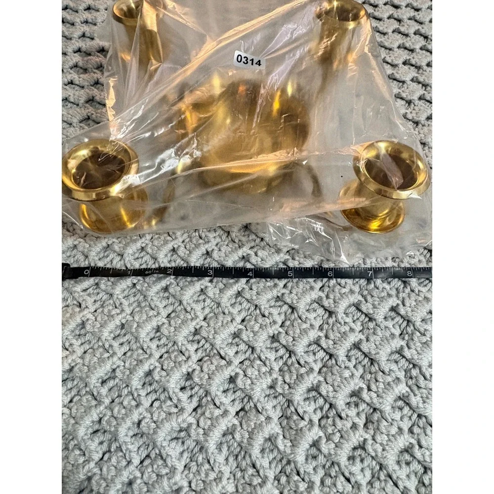 PartyLite Brass Gold Taper‎ and Pillar Candelabra Candle Holder Centerpiece